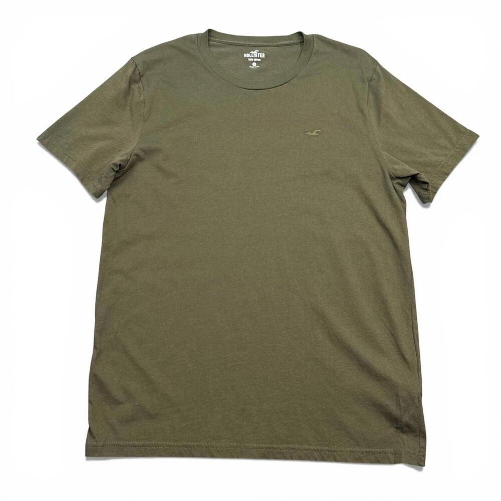 Hollister Essential Cotton Tee Shirt Mens Size Medium Olive Green Crew Neck